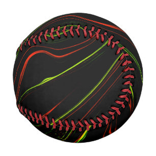 Showy green and red long wavy traces on black fund baseball
