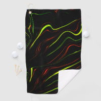 Showy green and red long wavy traces on black fund