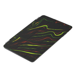 Showy green and red long wavy traces on black fund iPad mini cover