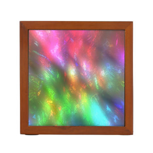Showy pink green texture with grooves under fog th desk organizer