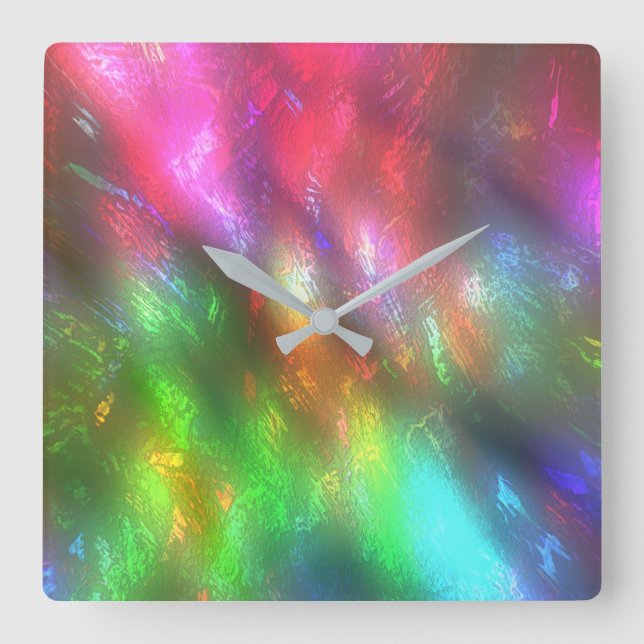 Showy pink green texture with grooves under fog th square wall clock (Front)