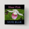 Showy Pink Lady Slipper Square Button