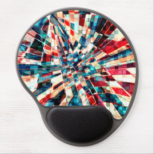 Showy red blue on twisted tiles and sandy effect gel mouse pad