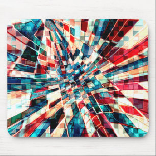 Showy red blue on twisted tiles and sandy effect   mouse pad