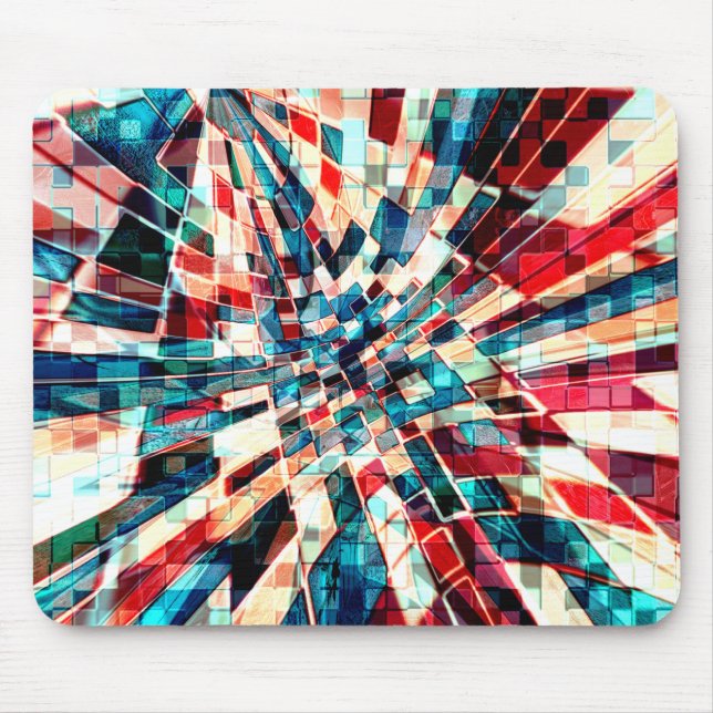 Showy red blue on twisted tiles and sandy effect   mouse pad (Front)