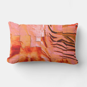 Showy salmon colour in mosaic texture soft carved lumbar pillow