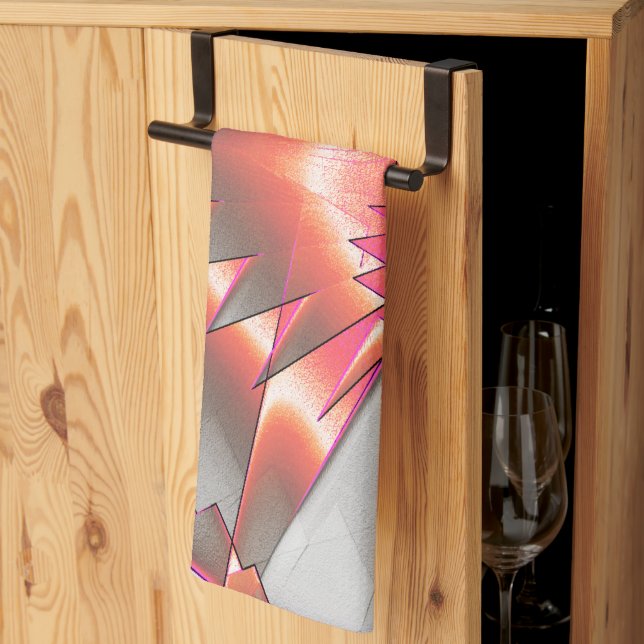 Showy salmon or peach, extremely rough digitalized kitchen towel (Thirds Fold)