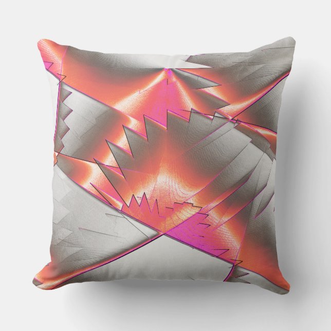 Showy salmon or peach, extremely rough digitalized throw pillow (Front)