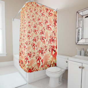 Showy salmon to coral with some bright and twisted shower curtain
