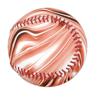 Showy salmon to red long wavy traces on white fund baseball