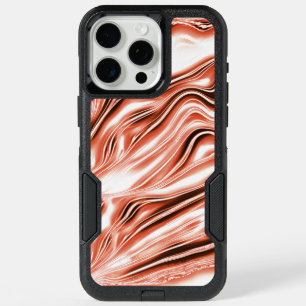 Showy salmon to red long wavy traces on white fund iPhone 15 pro max case