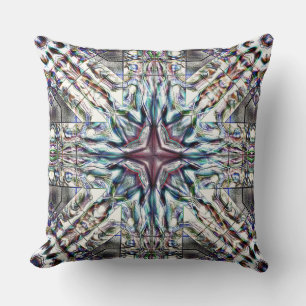 Showy texture kaleidoscope in sandy silvery colors throw pillow