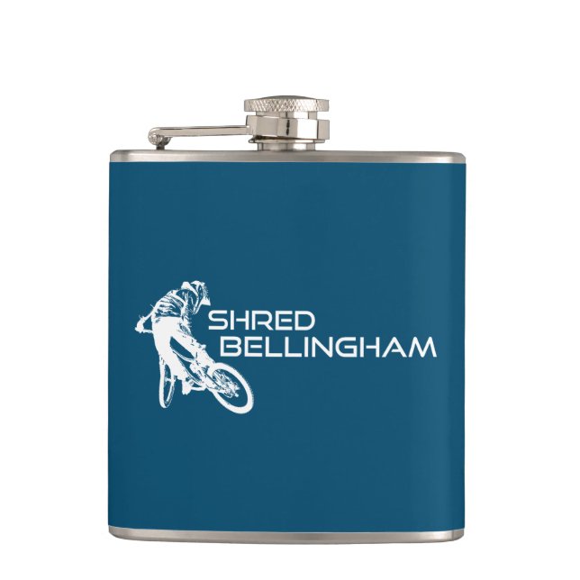 Shred Bellingham Washington Mountain Biking Flask (Front)