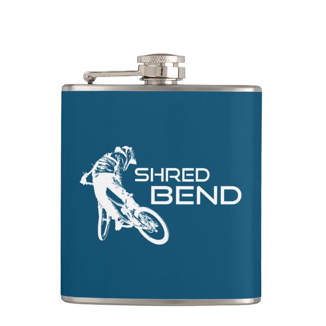 Shred Bend Oregon Mountain Biking Flask (Front)