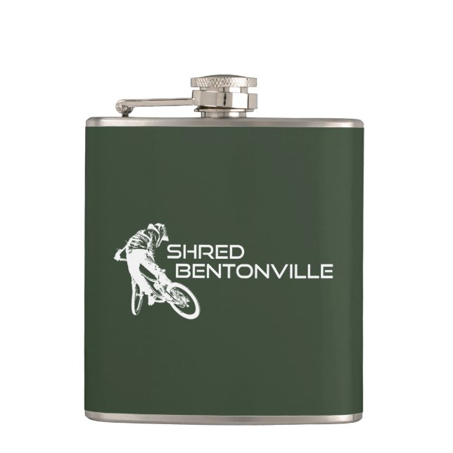 Shred Bentonville Arkansas Mountain Biking Flask (Front)
