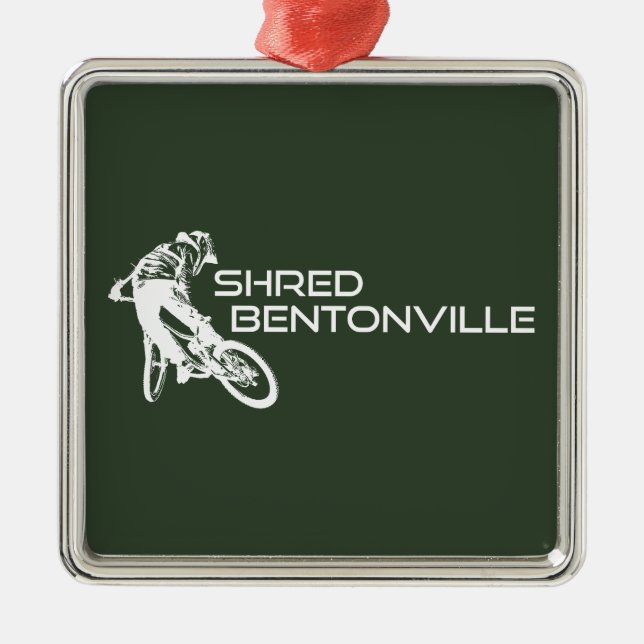 Shred Bentonville Arkansas Mountain Biking Metal Ornament (Front)