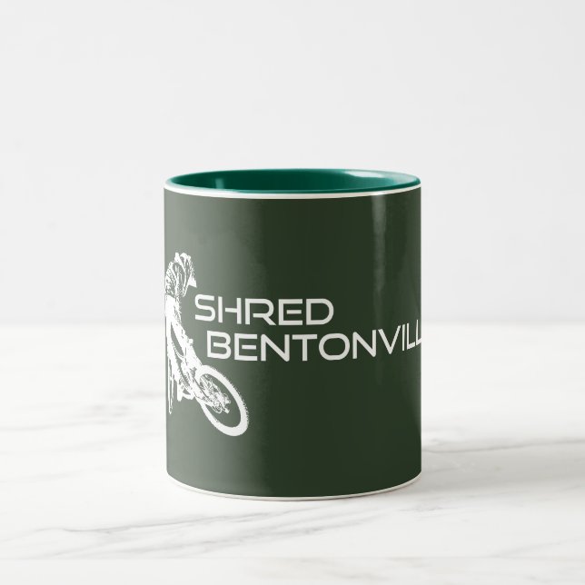 Shred Bentonville Arkansas Mountain Biking Two-Tone Coffee Mug (Center)
