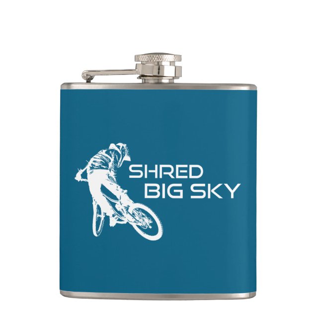 Shred Big Sky Montana Mountain Biking Flask (Front)