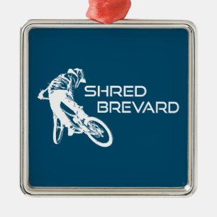 Shred Brevard North Carolina Mountain Biking Metal Ornament