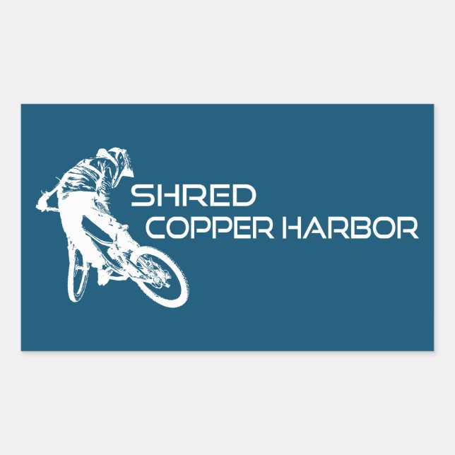 Shred Copper Harbor Michigan Mountain Biking Rectangular Sticker (Front)