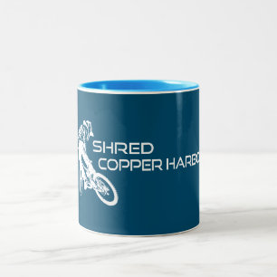 Shred Copper Harbor Michigan Mountain Biking Two-Tone Coffee Mug