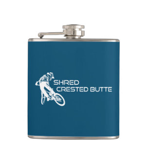Shred Crested Butte Colorado Mountain Biking Flask