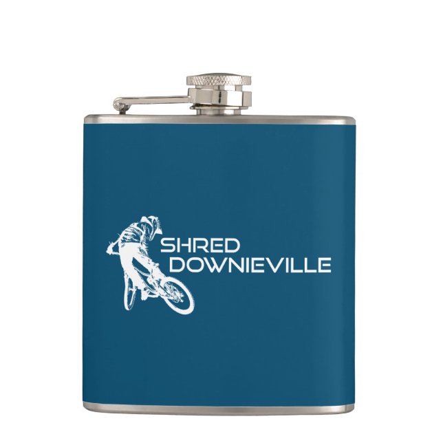 Shred Downieville California Mountain Biking Flask (Front)