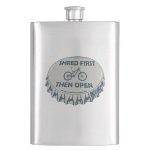 Shred First Then Open Mountain Biking Flask