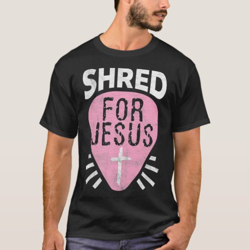 Shred For Jesus Christian Rock Heavy Metal Guitari T_Shirt