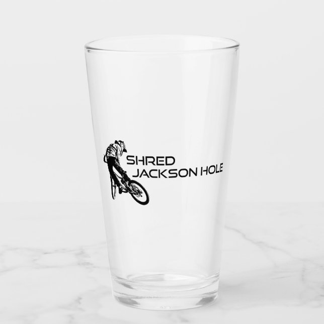 Shred Jackson Hole Wyoming Mountain Biking Glass (Front)
