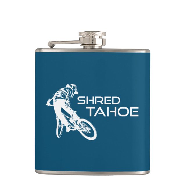 Shred Lake Tahoe Mountain Biking Flask (Front)