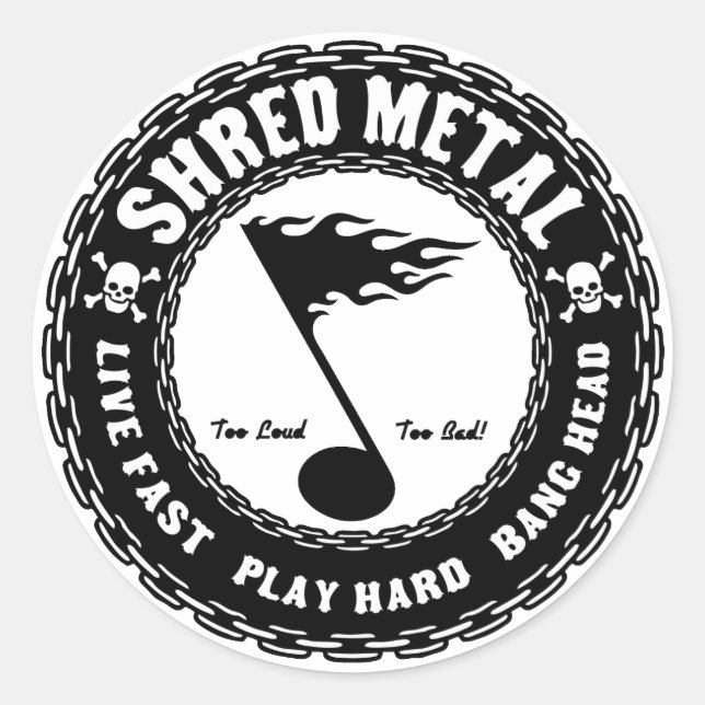 Shred Metal Classic Round Sticker (Front)
