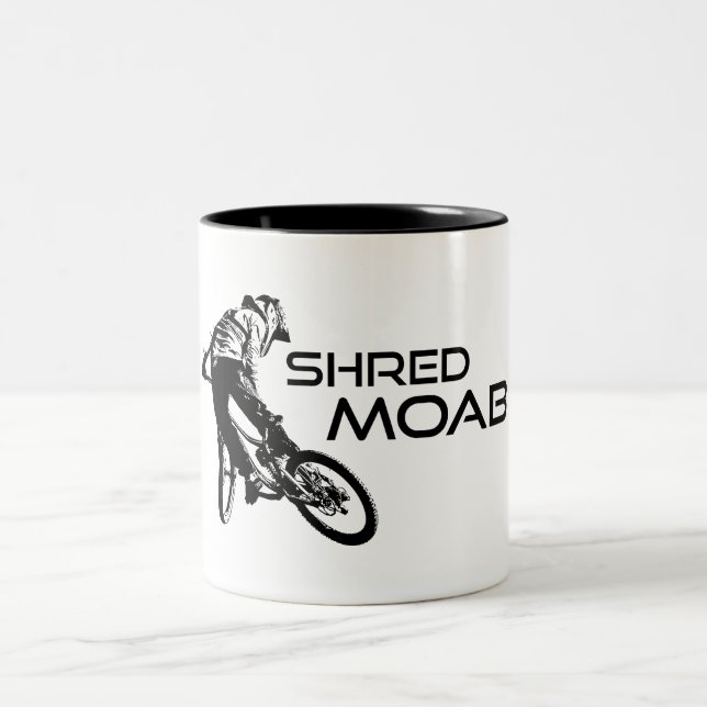 Shred Moab Mountain Biking Two-Tone Coffee Mug (Center)