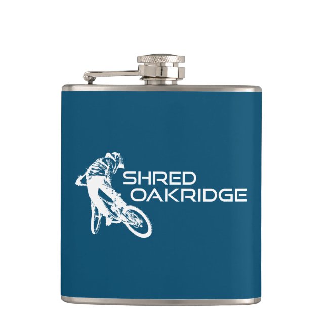 Shred Oakridge Oregon Mountain Biking Flask (Front)