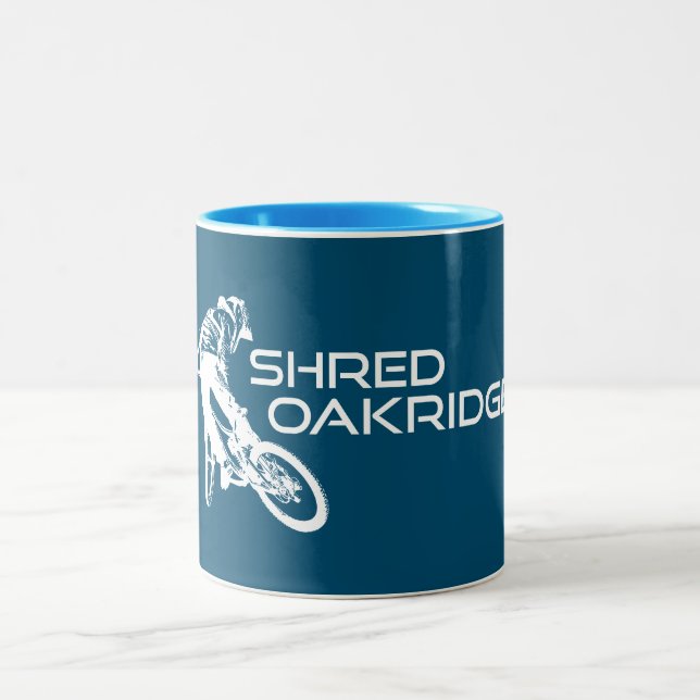 Shred Oakridge Oregon Mountain Biking Two-Tone Coffee Mug (Center)