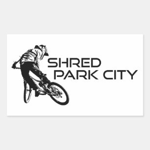 Shred Park City Utah Mountain Biking Rectangular Sticker