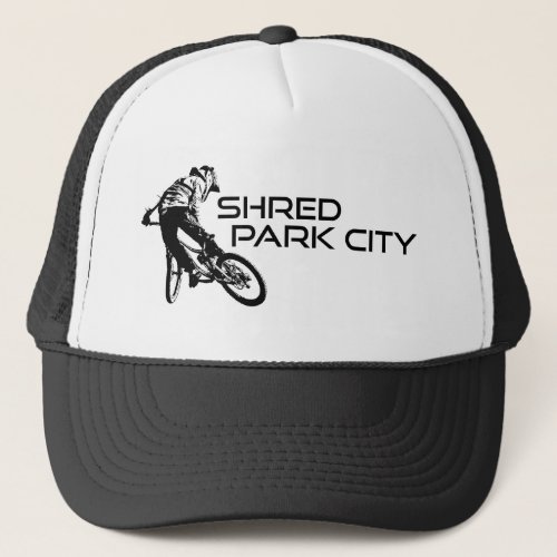 Shred Park City Utah Mountain Biking Trucker Hat