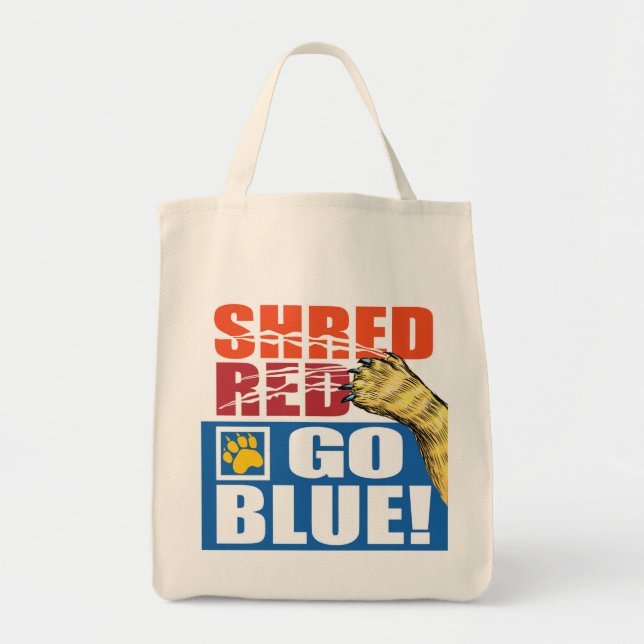 Shred Red Go Blue Tote Bag (Front)