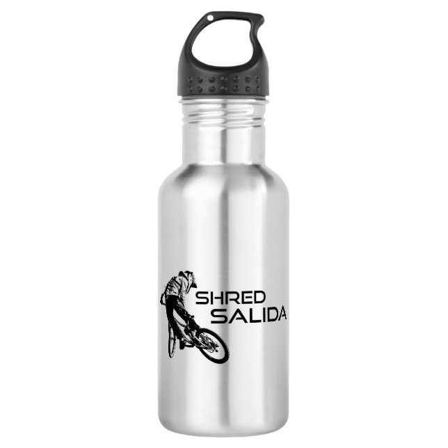 Shred Salida Colorado Mountain Biking Stainless Steel Water Bottle (Front)