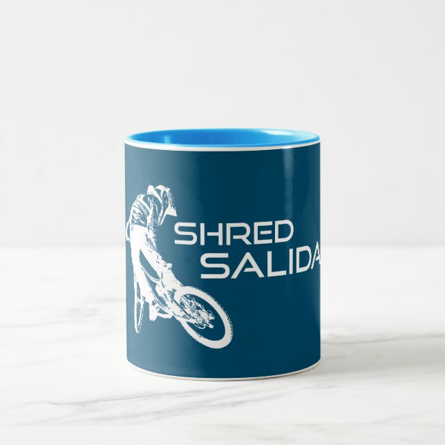 Shred Salida Colorado Mountain Biking Two-Tone Coffee Mug (Center)