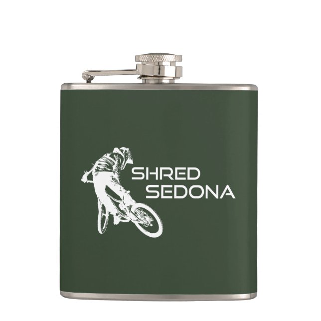 Shred Sedona Arizona Mountain Biking Flask (Front)