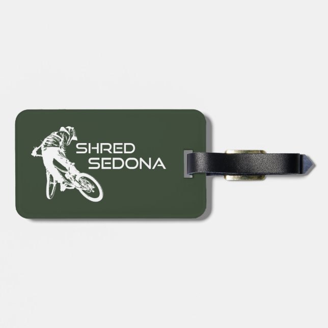 Shred Sedona Arizona Mountain Biking Luggage Tag (Back Horizontal)
