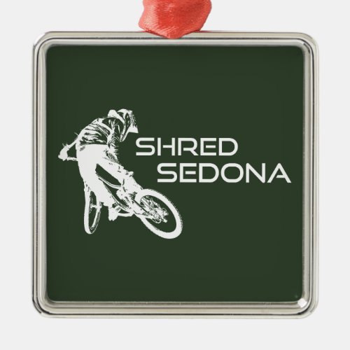 Shred Sedona Arizona Mountain Biking Metal Ornament