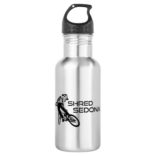 Shred Sedona Arizona Mountain Biking Stainless Steel Water Bottle (Front)
