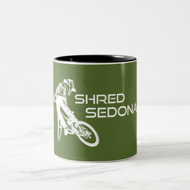 Shred Sedona Arizona Mountain Biking Two-Tone Coffee Mug (Center)