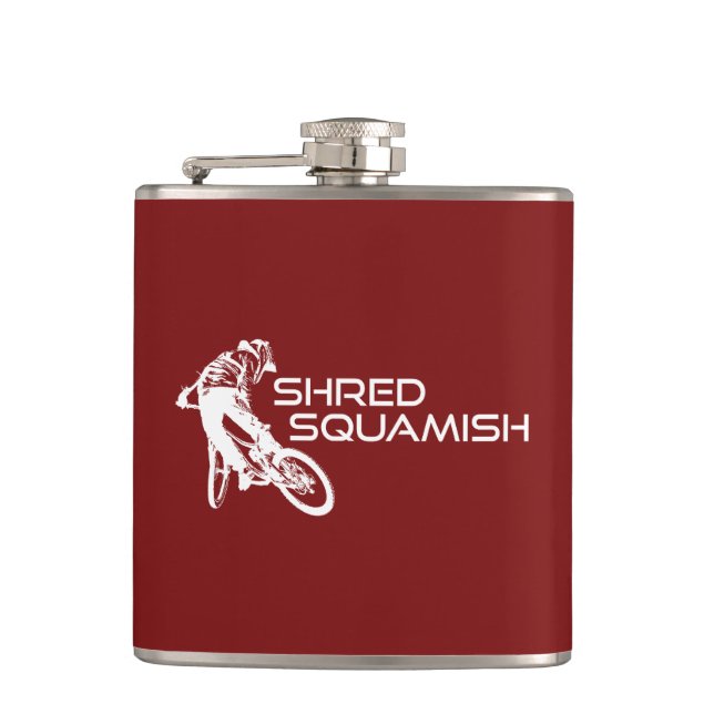 Shred Squamish Mountain Biking Flask (Front)