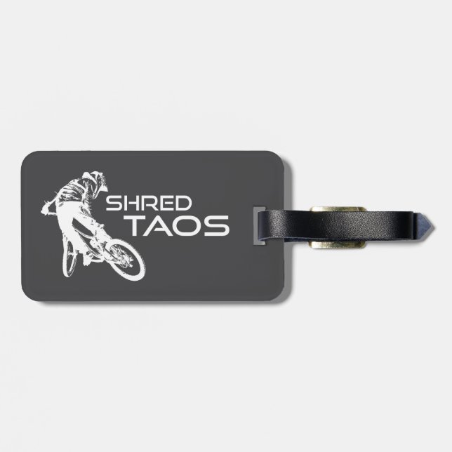 Shred Taos New Mexico Mountain Biking Luggage Tag (Back Horizontal)