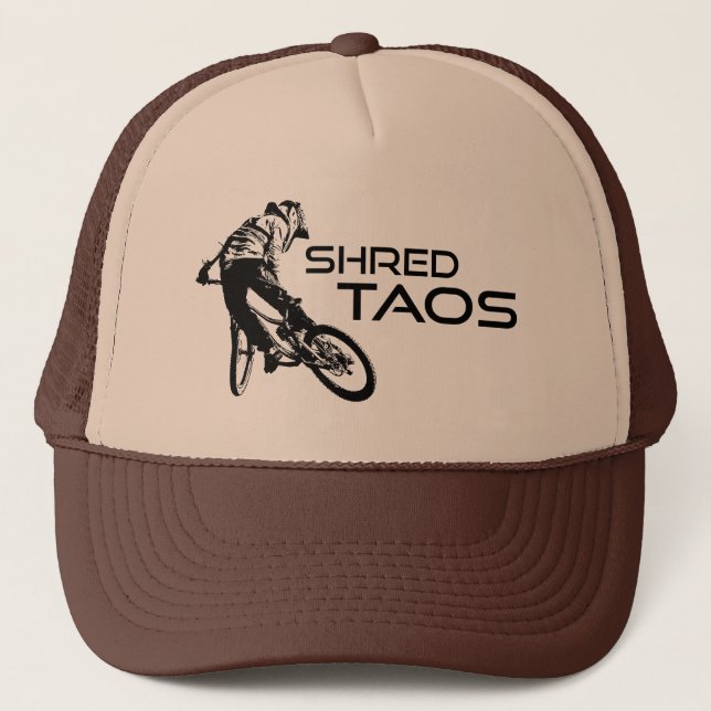 Shred Taos New Mexico Mountain Biking Trucker Hat (Front)
