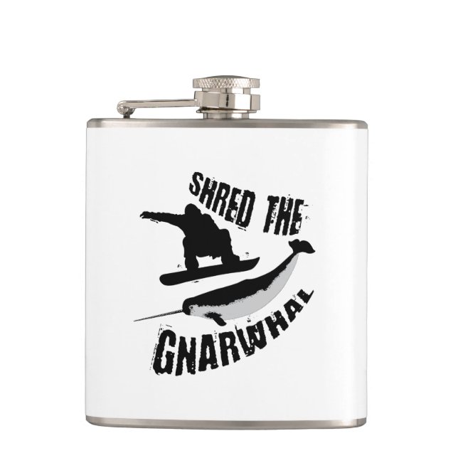 Shred The Gnarwhal Flask (Front)