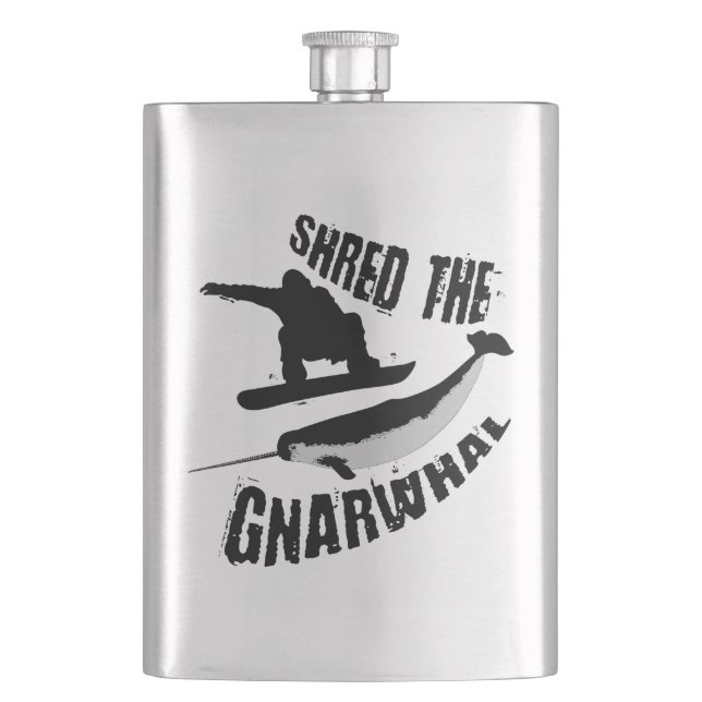 Shred The Gnarwhal Flask (Front)